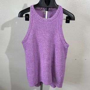 J Crew Lavender Knit Sweater Tank Pullover Cotton Blend Sleeveless Textured 2X